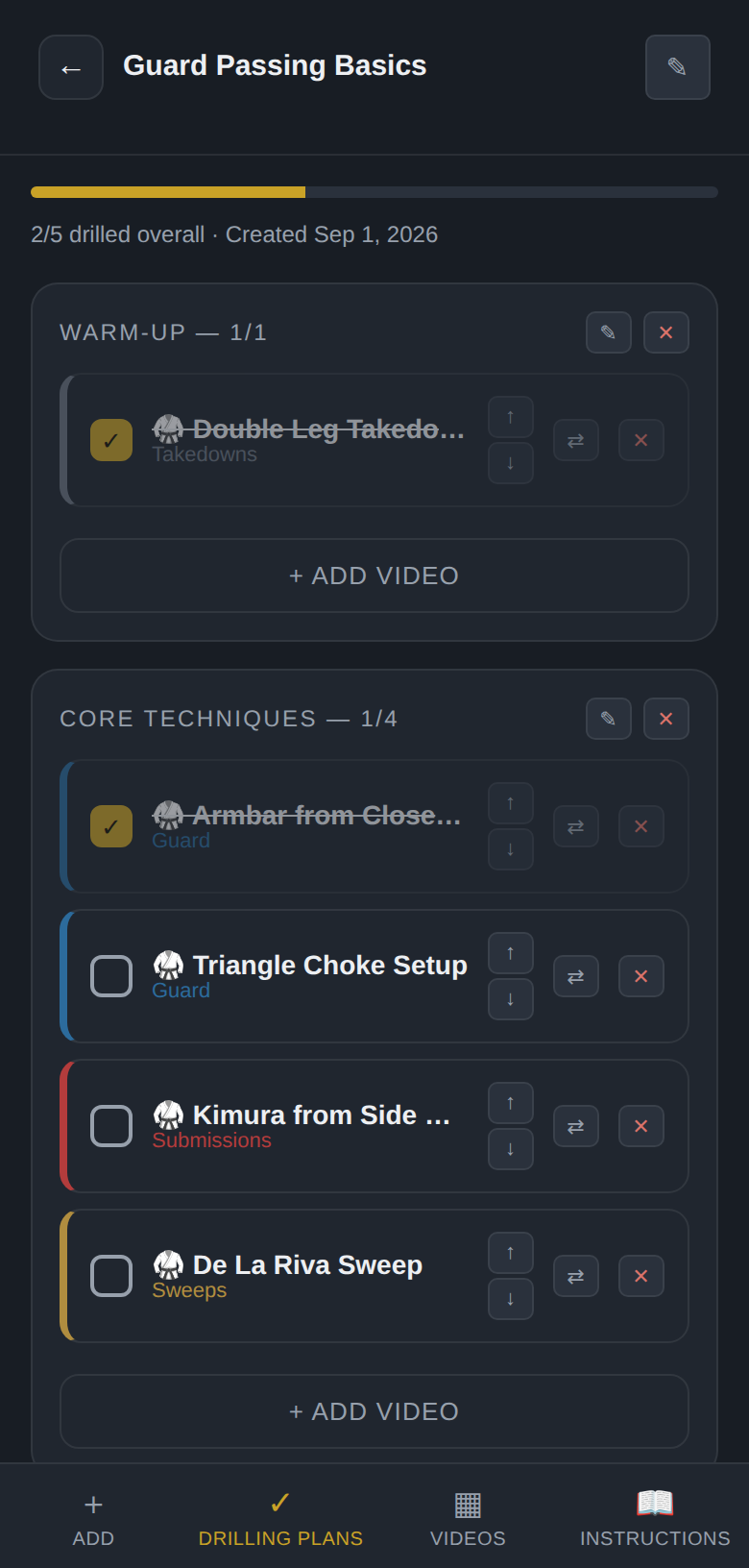 Drilling plan with progress bar